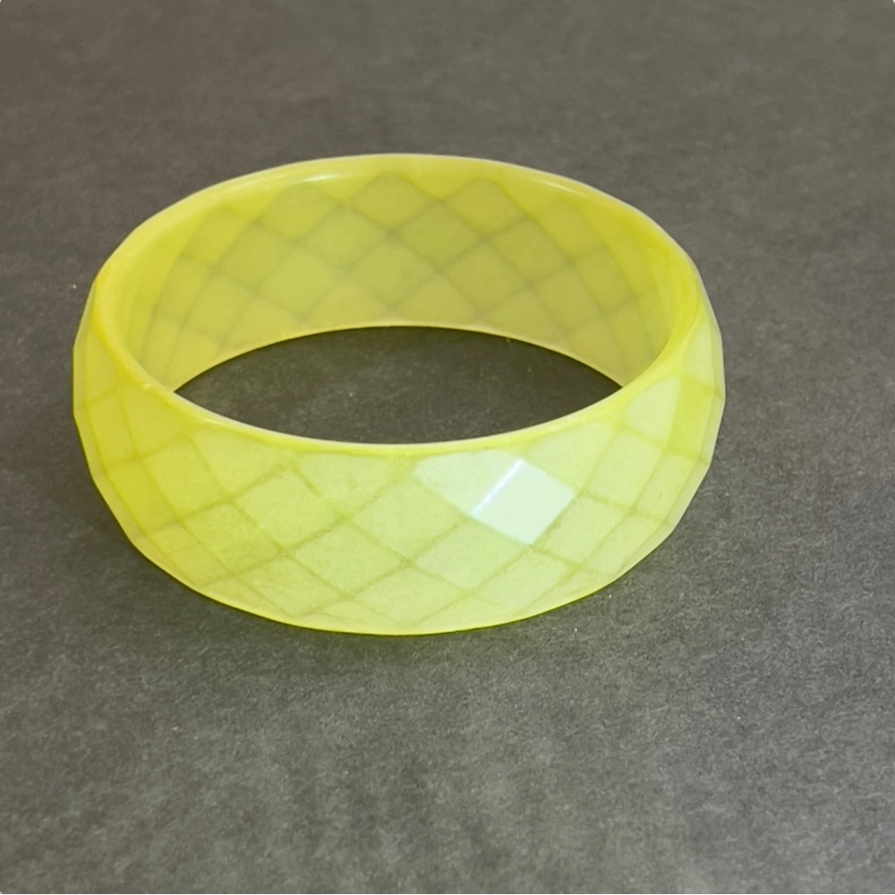 Vintage Yellow/Green Faceted Bangle Bracelet – Estate Find Unknown Material